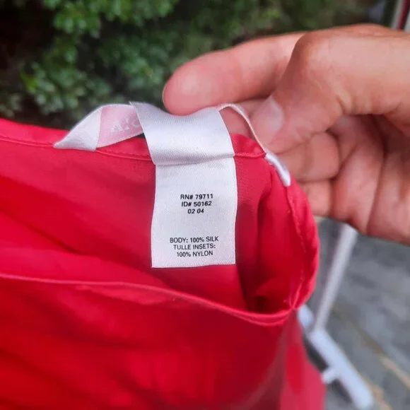 Vintage Victoria's Secret Red Silk Semi-Sheer Plunge Maxi Slip Dress Nightgown - Picture 7 of 7